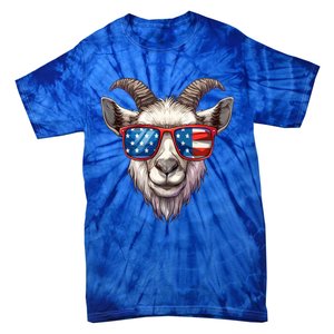 Goat American Flag Funny Goat Lovers Mom Dad 4th Of July Cool Gift Tie-Dye T-Shirt