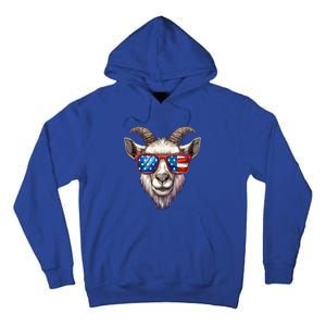 Goat American Flag Funny Goat Lovers Mom Dad 4th Of July Cool Gift Tall Hoodie