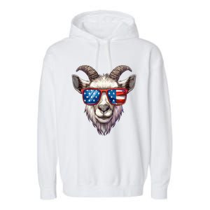 Goat American Flag Funny Goat Lovers Mom Dad 4th Of July Cool Gift Garment-Dyed Fleece Hoodie