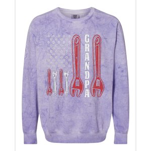 Grandpa American Flag Handyman Tools Colorblast Crewneck Sweatshirt