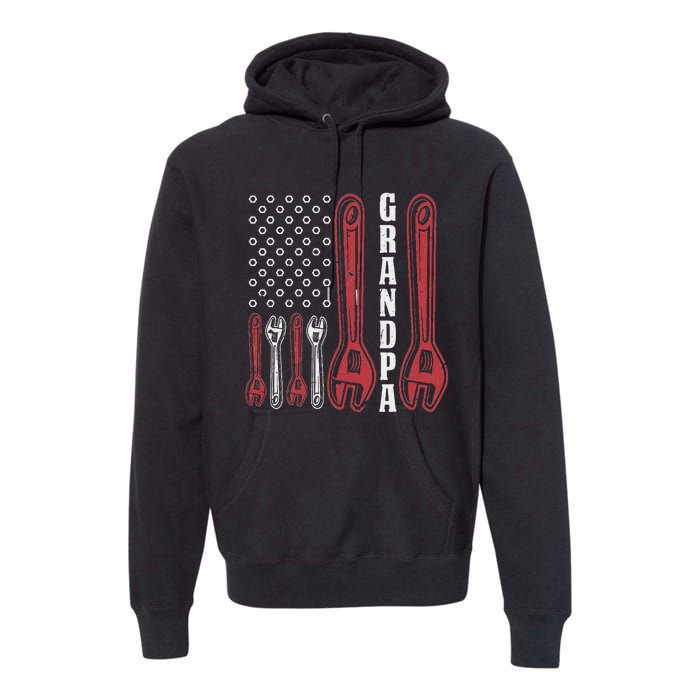 Grandpa American Flag Handyman Tools Premium Hoodie