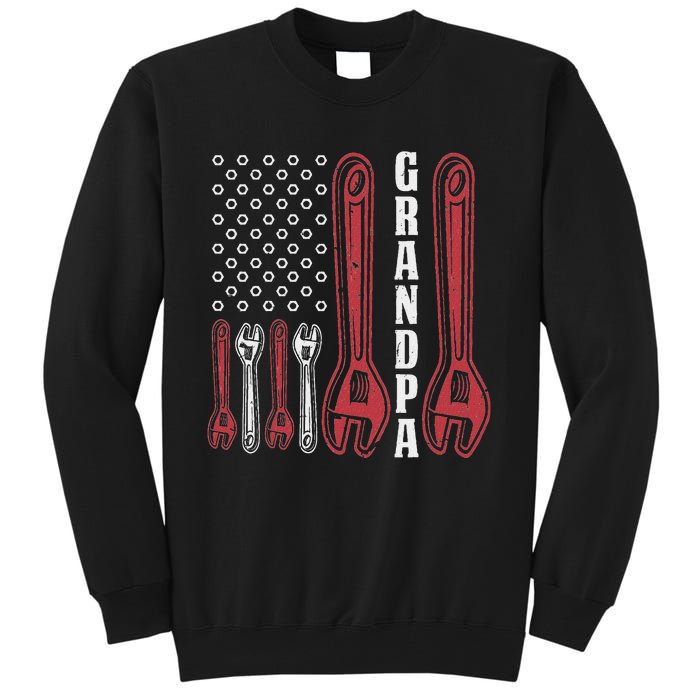 Grandpa American Flag Handyman Tools Tall Sweatshirt