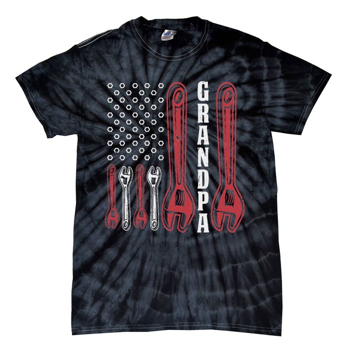 Grandpa American Flag Handyman Tools Tie-Dye T-Shirt