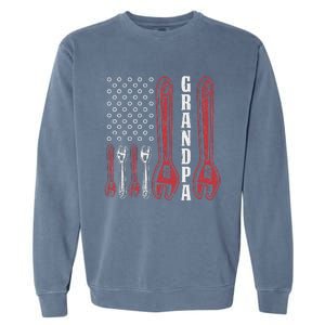 Grandpa American Flag Handyman Tools Garment-Dyed Sweatshirt