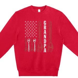 Grandpa American Flag Handyman Tools Premium Crewneck Sweatshirt