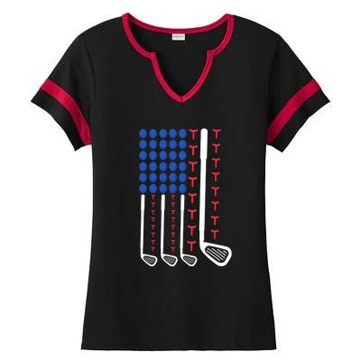 Golf American Flag Golfing Gift For Father's Day Ladies Halftime Notch Neck Tee