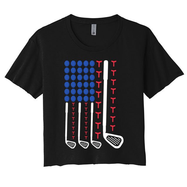Golf American Flag Golfing Gift For Father's Day Crop Top