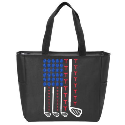 Golf American Flag Golfing Gift For Father's Day Zip Tote Bag
