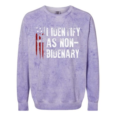 Gun American Flag I Identify As Non Bidenary Colorblast Crewneck Sweatshirt