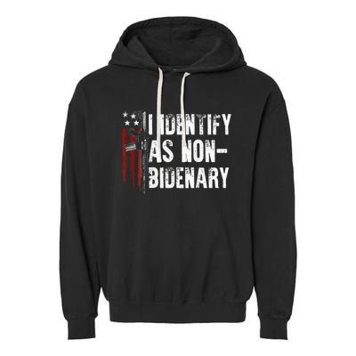 Gun American Flag I Identify As Non Bidenary Garment-Dyed Fleece Hoodie