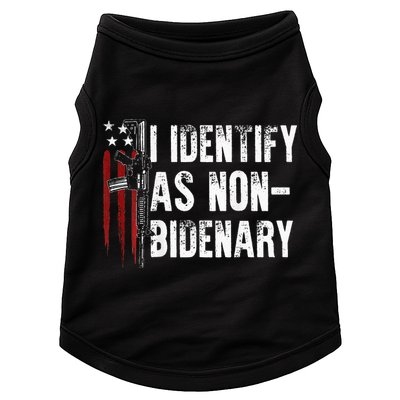 Gun American Flag I Identify As Non Bidenary Doggie Tank