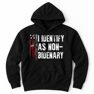 Gun American Flag I Identify As Non Bidenary Hoodie