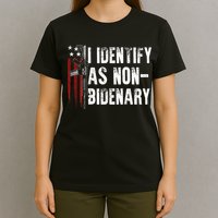 Gun American Flag I Identify As Non Bidenary T-Shirt