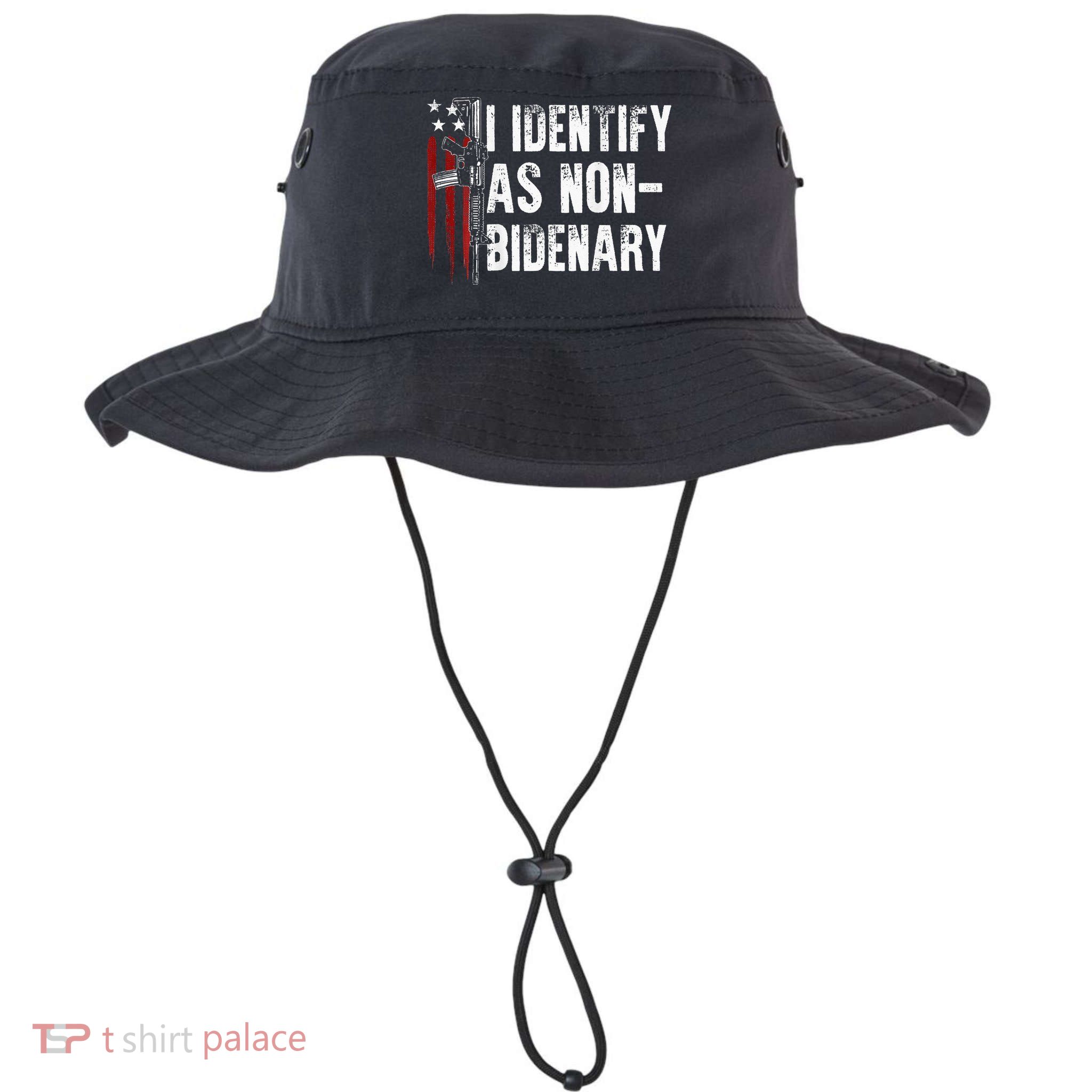 Gun American Flag I Identify As Non Bidenary Bucket Hat