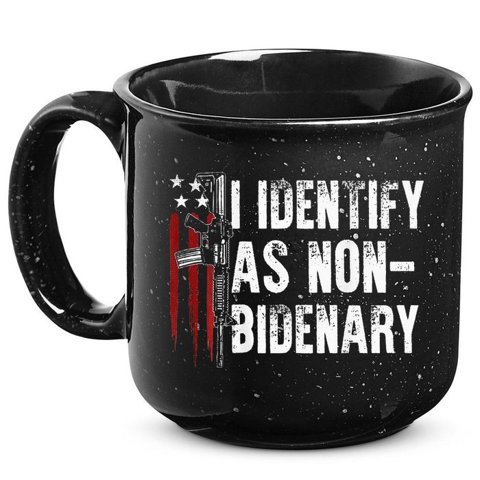 Gun American Flag I Identify As Non Bidenary 15oz Campfire Ceramic Mug