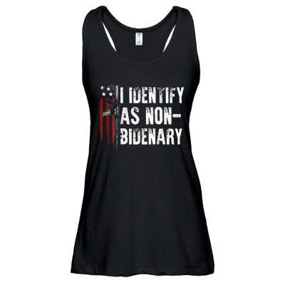 Gun American Flag I Identify As Non Bidenary Ladies Essential Flowy Tank