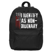 Gun American Flag I Identify As Non Bidenary 16 in Basic Backpack