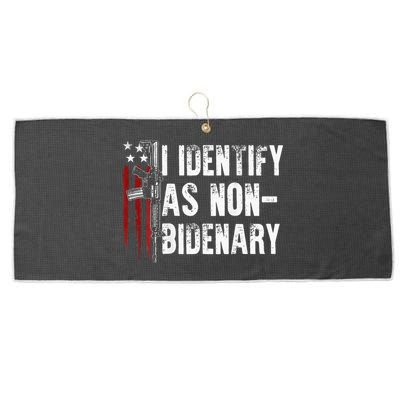 Gun American Flag I Identify As Non Bidenary Large Microfiber Waffle Golf Towel