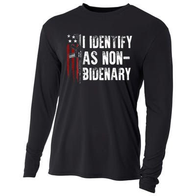 Gun American Flag I Identify As Non Bidenary Cooling Performance Long Sleeve Crew