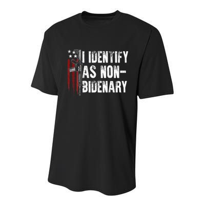 Gun American Flag I Identify As Non Bidenary Youth Performance Sprint T-Shirt