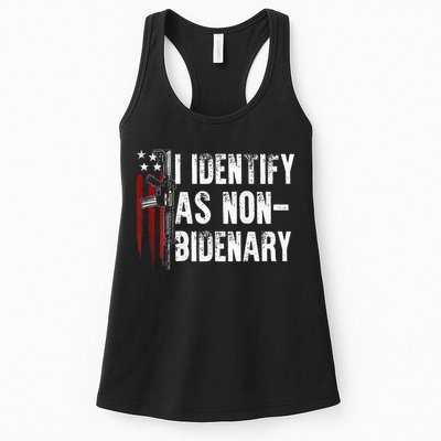 Gun American Flag I Identify As Non Bidenary Womens Tank Top