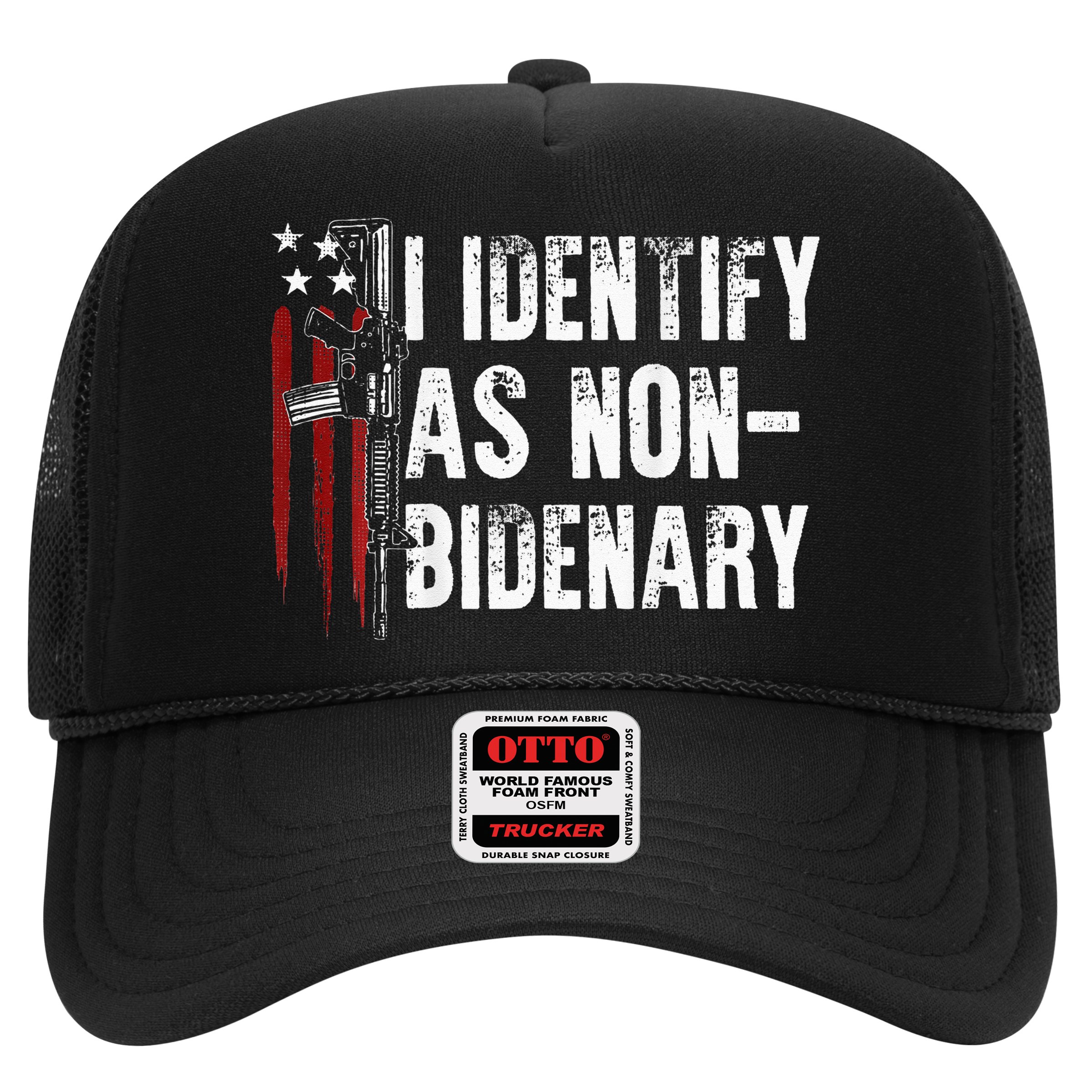 Gun American Flag I Identify As Non Bidenary Hat
