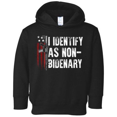 Gun American Flag I Identify As Non Bidenary Toddler Hoodie