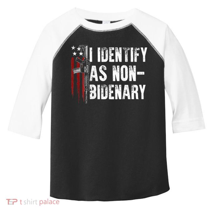 Gun American Flag I Identify As Non Bidenary Toddler Fine Jersey T-Shirt