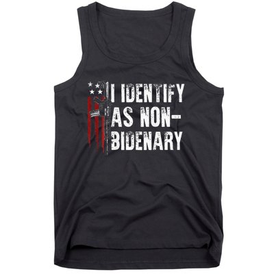 Gun American Flag I Identify As Non Bidenary Tank Top