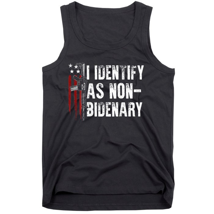 Gun American Flag I Identify As Non Bidenary Tank Top