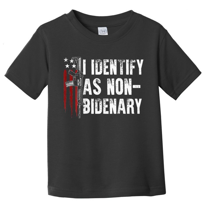 Gun American Flag I Identify As Non Bidenary Toddler T-Shirt