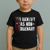 Gun American Flag I Identify As Non Bidenary Toddler T-Shirt