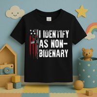 Gun American Flag I Identify As Non Bidenary Toddler T-Shirt
