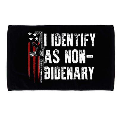 Gun American Flag I Identify As Non Bidenary Microfiber Hand Towel