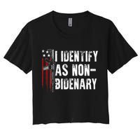 Gun American Flag I Identify As Non Bidenary Women's Crop Top Tee