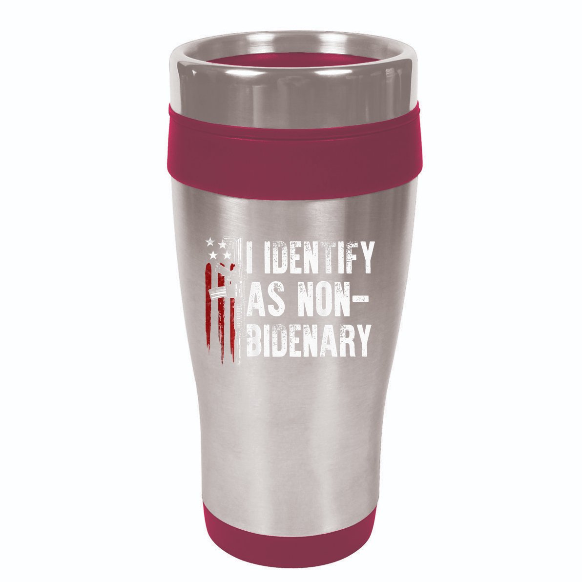 Gun American Flag I Identify As Non Bidenary 16oz Travel Tumbler