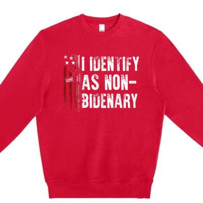 Gun American Flag I Identify As Non Bidenary Premium Crewneck Sweatshirt