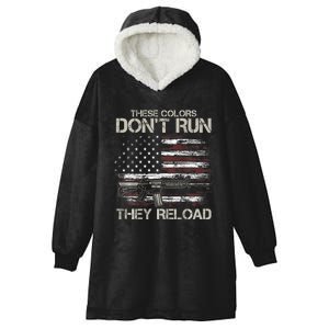 Gun American Flag Colors DonT Run They Reload Hooded Wearable Blanket