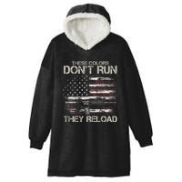 Gun American Flag Colors DonT Run They Reload Hooded Wearable Blanket