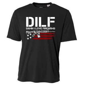 Gun American Flag DILF Damn I Love Firearms US Flag Cooling Performance Crew T-Shirt