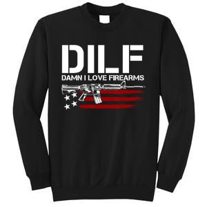 Gun American Flag DILF Damn I Love Firearms US Flag Sweatshirt