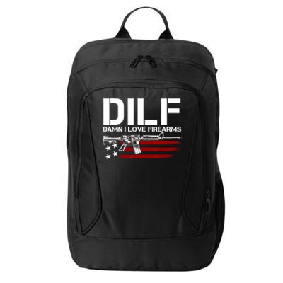 Gun American Flag DILF Damn I Love Firearms US Flag City Backpack