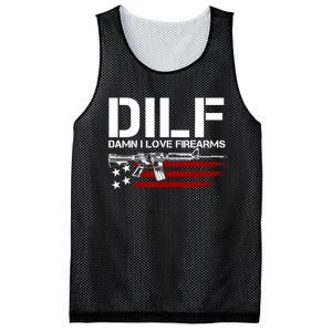 Gun American Flag DILF Damn I Love Firearms US Flag Mesh Reversible Basketball Jersey Tank