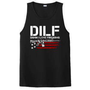 Gun American Flag DILF Damn I Love Firearms US Flag PosiCharge Competitor Tank