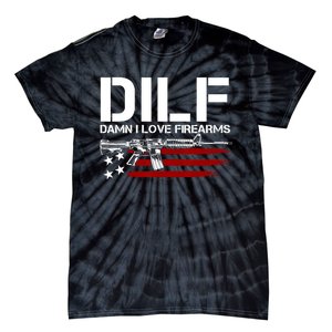 Gun American Flag DILF Damn I Love Firearms US Flag Tie-Dye T-Shirt