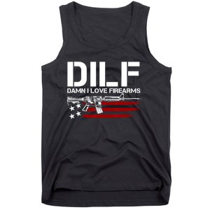 Gun American Flag DILF Damn I Love Firearms US Flag Tank Top