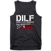 Gun American Flag DILF Damn I Love Firearms US Flag Tank Top