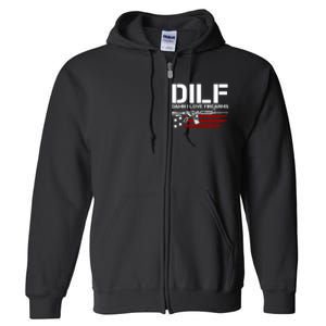 Gun American Flag DILF Damn I Love Firearms US Flag Full Zip Hoodie