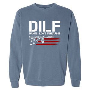 Gun American Flag DILF Damn I Love Firearms US Flag Garment-Dyed Sweatshirt