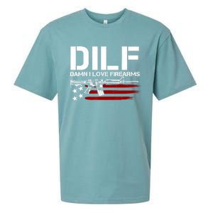 Gun American Flag DILF Damn I Love Firearms US Flag Sueded Cloud Jersey T-Shirt